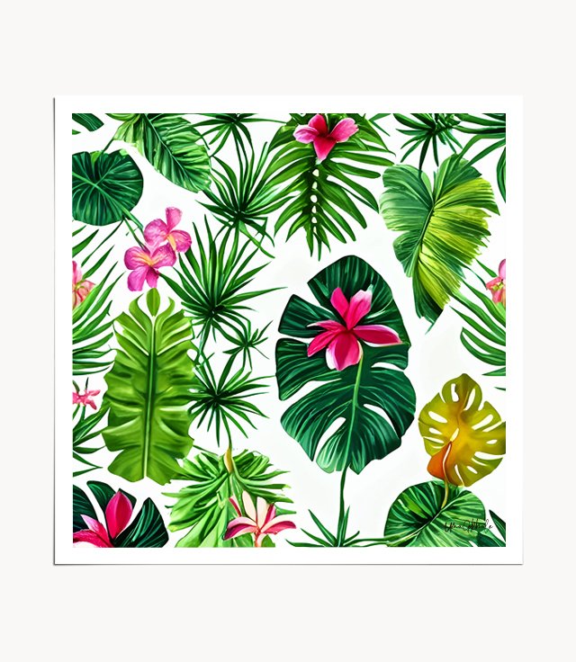 Shop The Tropic, Banana Leaves Tropical Jungle Botanical, Palm Plants Monstera Nature, Bohemian Plants Floral Art Print by artist Uma Gokhale 83 Oranges artist-designed unique wall art & home décor