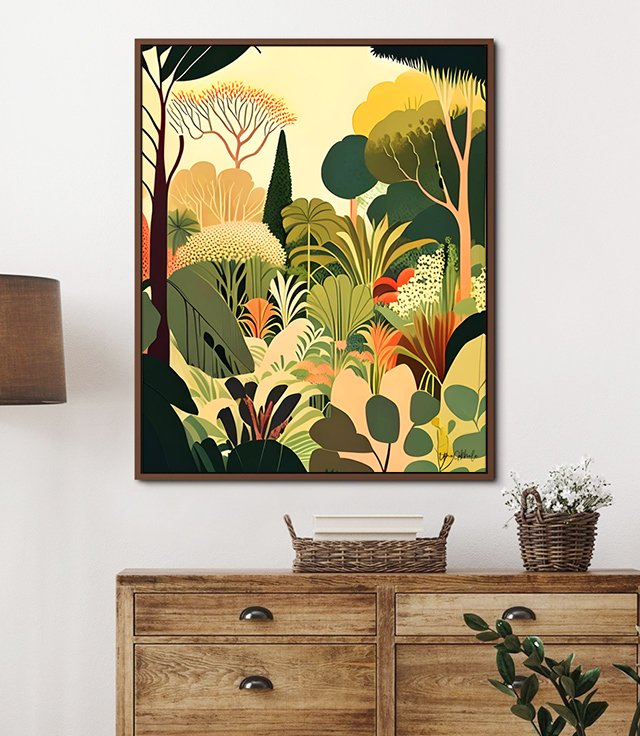 Shop Pastel Garden, Botanical Nature Plants Jungle, Bohemian Eclectic Forest Illustration Art Print by artist Uma Gokhale 83 Oranges artist-designed unique wall art & home décor