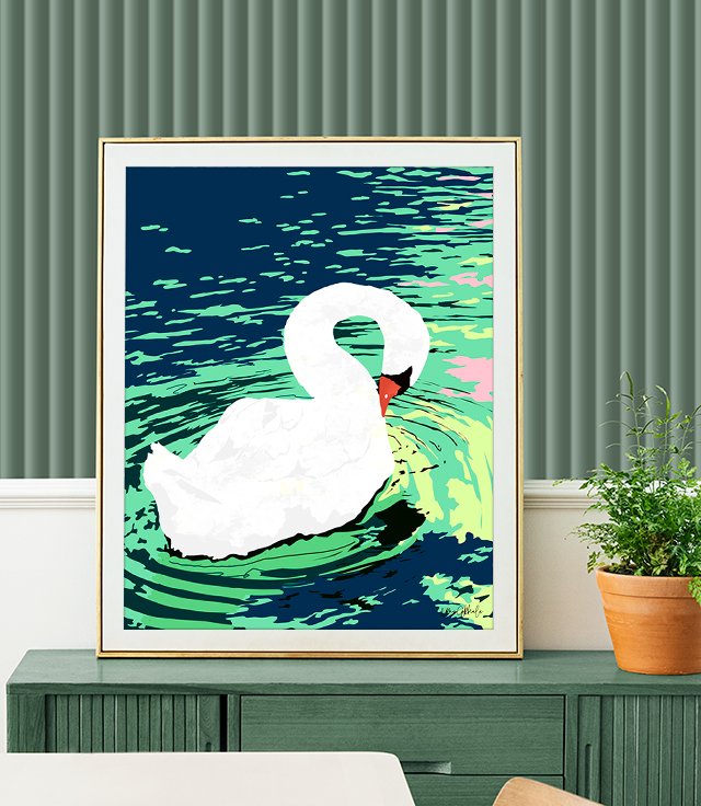 Shop Self-Reliance, Swan Birds Painting, Self-Esteem Self-Love Positivity, Proud Freedom Independence Wildlife Animals Art Print by artist Uma Gokhale 83 Oranges artist-designed unique wall art & home décor