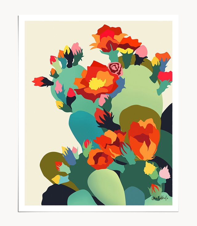 Shop How Cactus Got Its Groove Back, Botanical Plants Vintage Illustration, Nature Colorful Desert Bohemian, Eclectic Leaves Succulent Floral Art Print by artist Uma Gokhale 83 Oranges artist-designed unique wall art & home décor