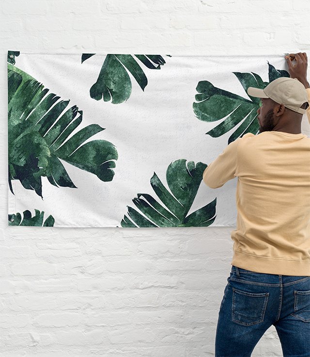 Banana leaves tropical watercolor wall tapestry by 83 Oranges home decor & living art by artist Uma Gokhale India