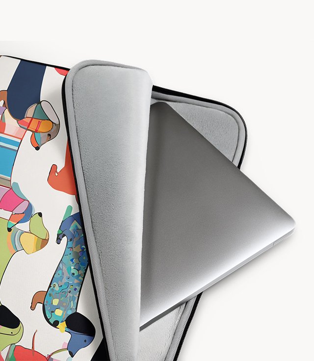 Shop Dachshunds Laptop Sleeve artist-designed homewares by 83 Oranges curated by artist Uma Gokhale India