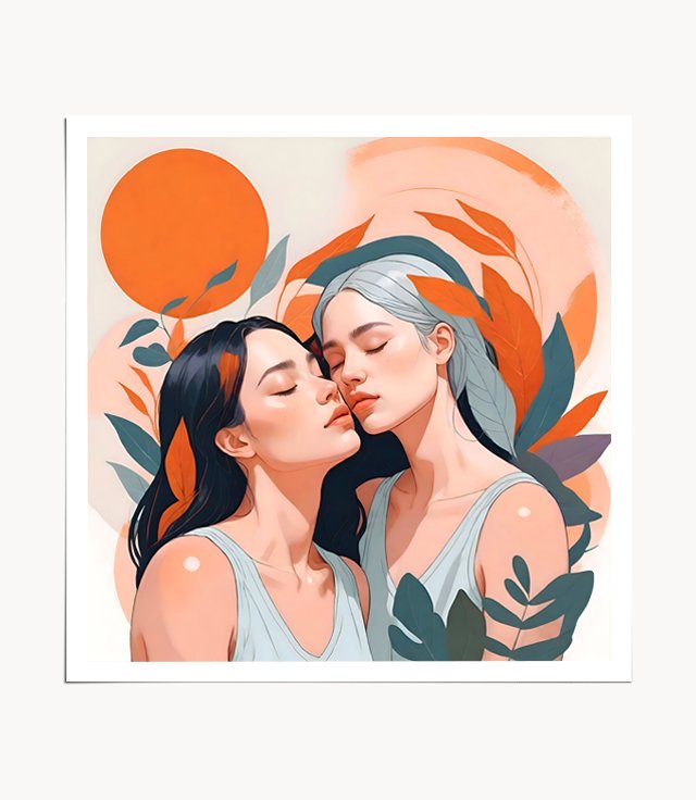 Shop Closeness, Two Women Feminism Painting Art Print by artist Uma Gokhale 83 Oranges unique artist-designed wall art & home décor