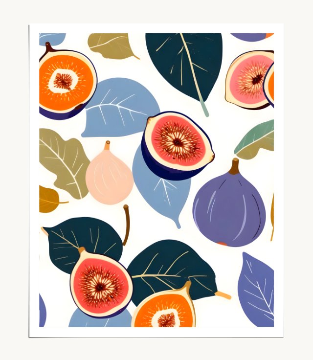 Fig Bohème Art Print, Botanical Fruits Food Nature Poster, Vintage Plants Illustration Jungle Canvas, Garden Forest Bohemian by 83 Oranges Uma Gokhale.