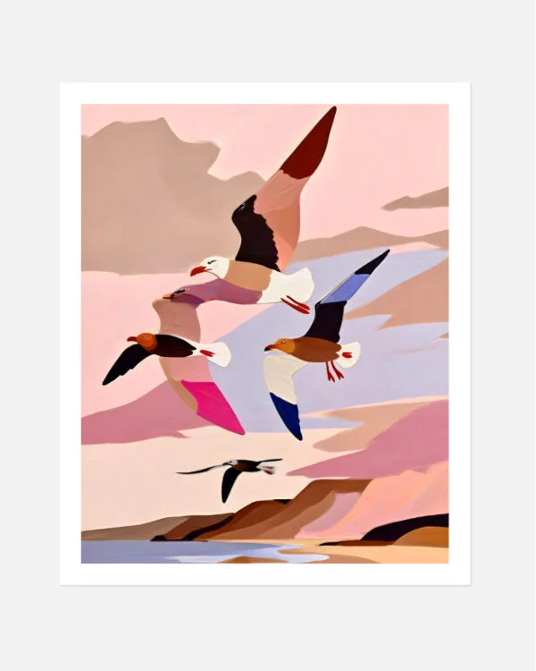 Shop Soaring Silhouettes Seagulls Art Print, Canvas Print & Fabric Print - exclusively available at 83oranges.com by artist Uma Gokhale India