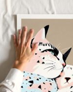 Shop Cats Kittens Terrazzo Painting Art Print, Canvas Print, Commercial digital license & Instant download printable - exclusively available at 83oranges.com by artist Uma Gokhale India