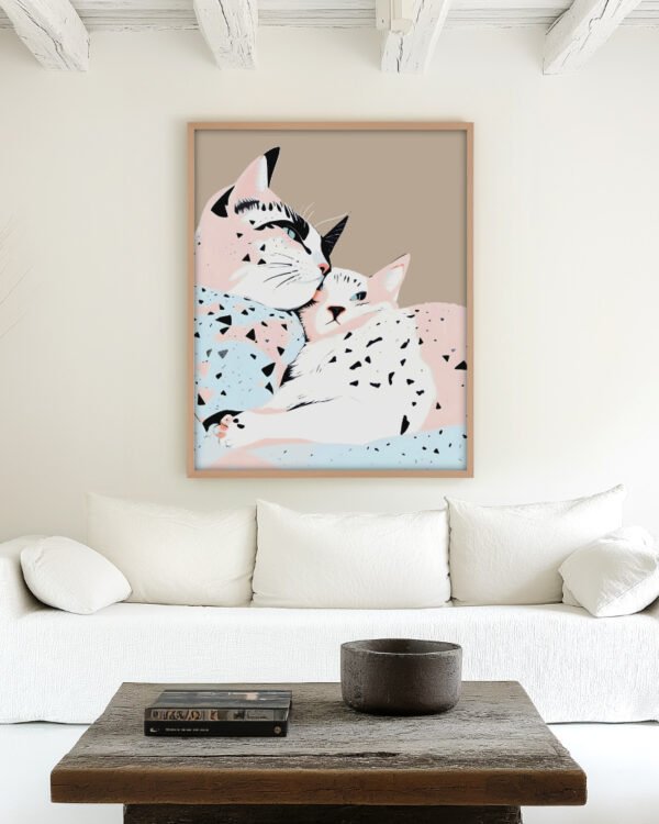 Shop Cats Kittens Terrazzo Painting Art Print, Canvas Print, Commercial digital license & Instant download printable - exclusively available at 83oranges.com by artist Uma Gokhale India