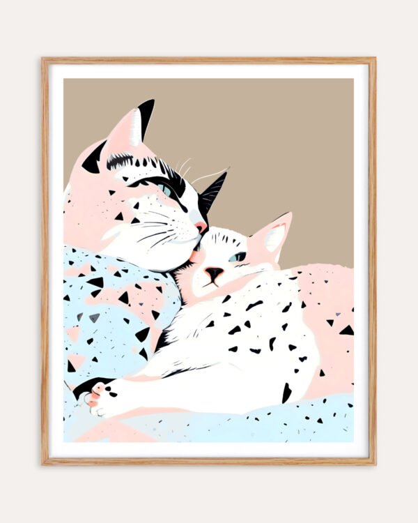 Shop Cats Kittens Terrazzo Painting Art Print, Canvas Print, Commercial digital license & Instant download printable - exclusively available at 83oranges.com by artist Uma Gokhale India