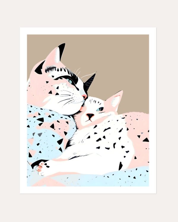 Shop Cats Kittens Terrazzo Painting Art Print, Canvas Print, Commercial digital license & Instant download printable - exclusively available at 83oranges.com by artist Uma Gokhale India