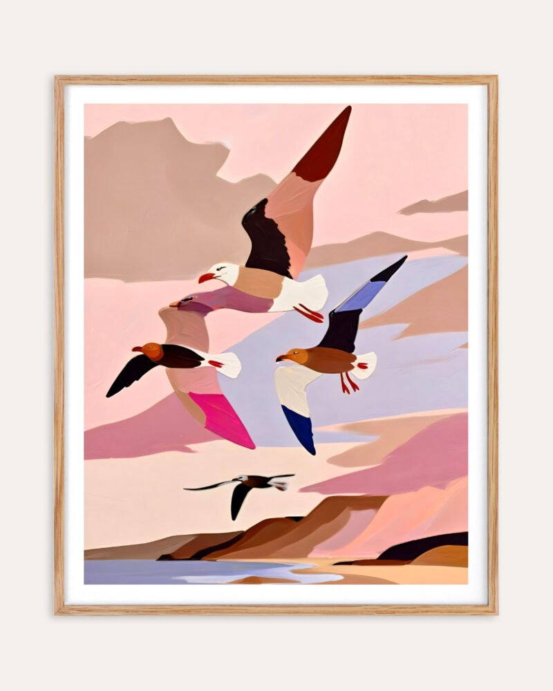 Shop Soaring Silhouettes Seagulls Art Print, Canvas Print, Commercial digital license & Instant download printable - exclusively available at 83oranges.com by artist Uma Gokhale India