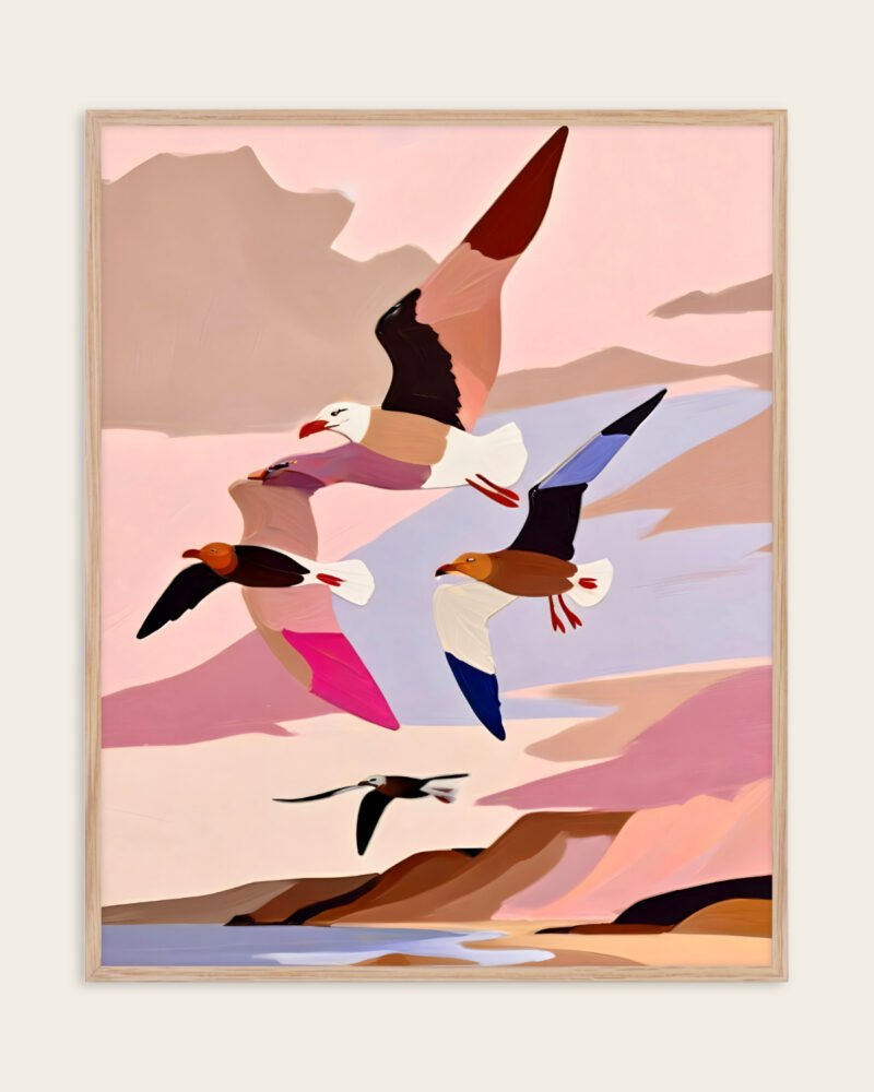Shop Soaring Silhouettes Seagulls Art Print, Canvas Print, Commercial digital license & Instant download printable - exclusively available at 83oranges.com by artist Uma Gokhale India