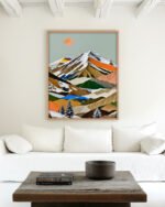 Shop whispers of the summit Dreamy Mountain Collage small batch Art Print, Canvas Print & Fabric Print - exclusively available at 83oranges.com by artist Uma Gokhale India