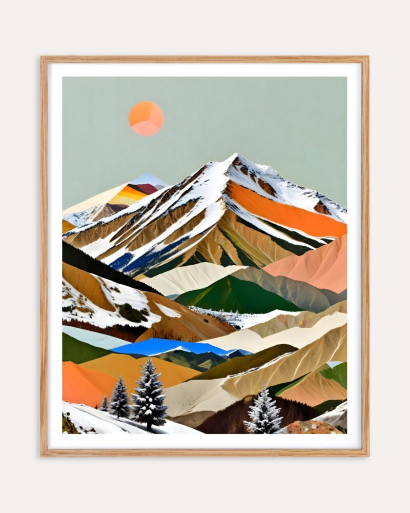 Shop whispers of the summit Dreamy Mountain Collage small batch Art Print, Canvas Print & Fabric Print - exclusively available at 83oranges.com by artist Uma Gokhale India