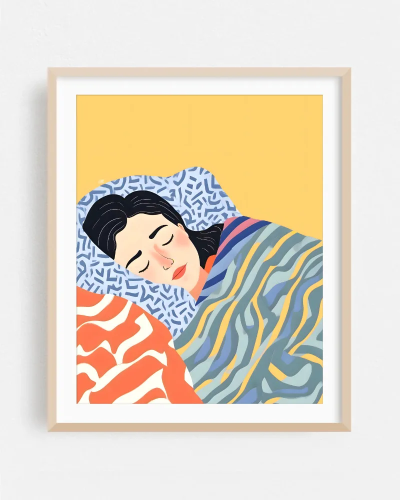 Shop Two & a Half Hour Power Nap Art Print, Quirky Funny Sleep Canvas Print & Fabric Print - exclusively available at 83oranges.com by artist Uma Gokhale India