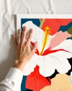 Shop Rosa Sinensis Tropical Hibiscus Botanical Art Print, Canvas Print & Fabric Print - exclusively available at 83oranges.com by artist Uma Gokhale India