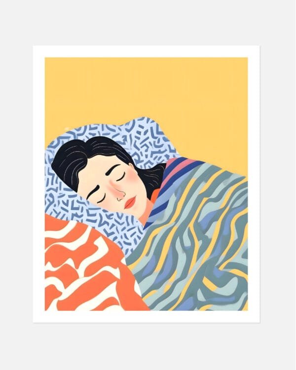Shop two and a half hour nap homebody Art Print & Canvas Print - exclusively certified at 83oranges.com by artist Uma Gokhale India