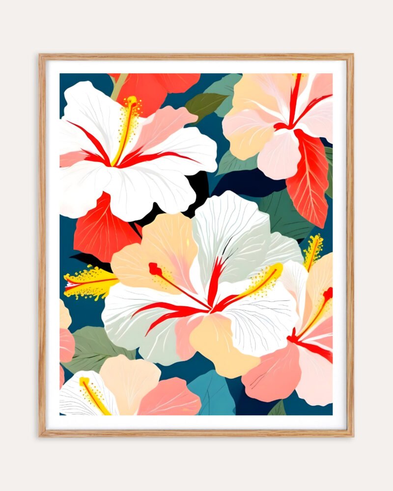 Shop Tropical Hibiscus Botanical Art Print, Canvas Print & Fabric Print - exclusively available at 83oranges.com by artist Uma Gokhale India