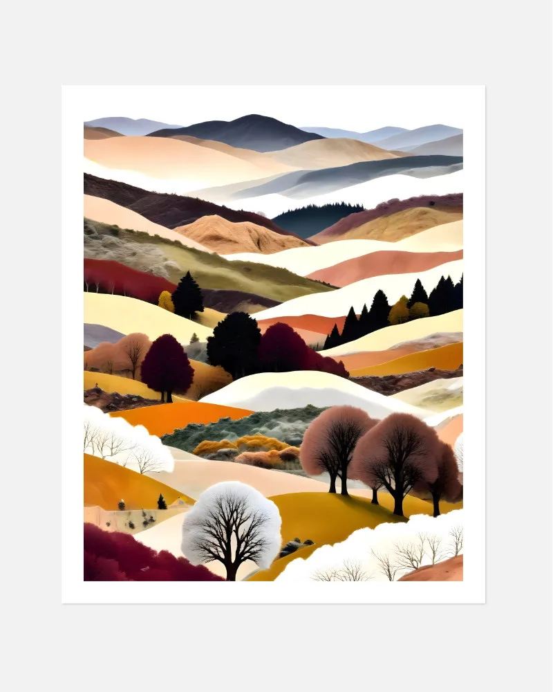 Shop abstract autumn winter mountain collage nature landscape small batch graphic Art Print, Canvas Print & Fabric Print - exclusively available at 83oranges.com by artist Uma Gokhale India