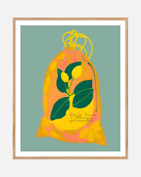Shop life giving you lemons motivational quirky typography Art Print, Canvas Print & Fabric Print - exclusively available at 83oranges.com by artist Uma Gokhale India