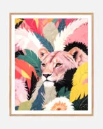 Shop Lioness in a tropical jungle Art Print, Canvas Print & Fabric Print - exclusively available at 83oranges.com by artist Uma Gokhale India