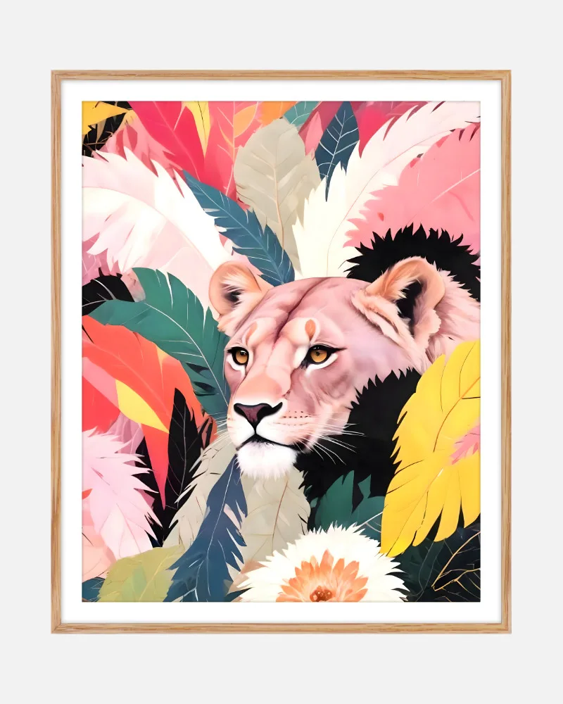 Shop Lioness in a tropical jungle Art Print, Canvas Print & Fabric Print - exclusively available at 83oranges.com by artist Uma Gokhale India