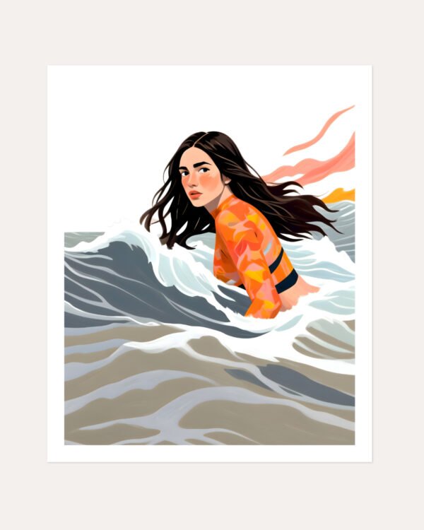 Shop Against The Flow Independent Strong Bold Woman small batch Art Print, Canvas Print, Commercial digital license & Instant download printable - exclusively available at 83oranges.com by artist Uma Gokhale India
