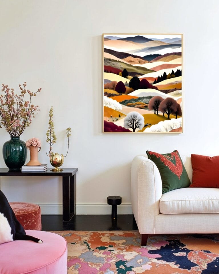 Shop abstract autumn winter mountain collage nature landscape small batch graphic Art Print, Canvas Print & Fabric Print - exclusively available at 83oranges.com by artist Uma Gokhale India