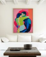 Shop Ardor passion lovers passionate embrace hug Art Print, Canvas Print, Commercial digital license & Instant download printable- exclusively available at 83oranges.com by artist Uma Gokhale India