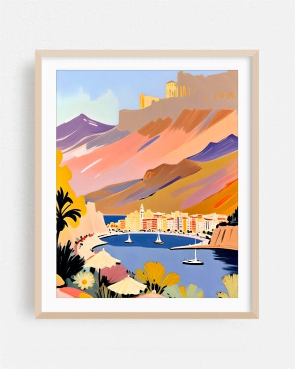 Shop Harbor view scenic landscape nature painting small batch graphic Art Print, Canvas Print & Fabric Print - exclusively available at 83oranges.com by artist Uma Gokhale India