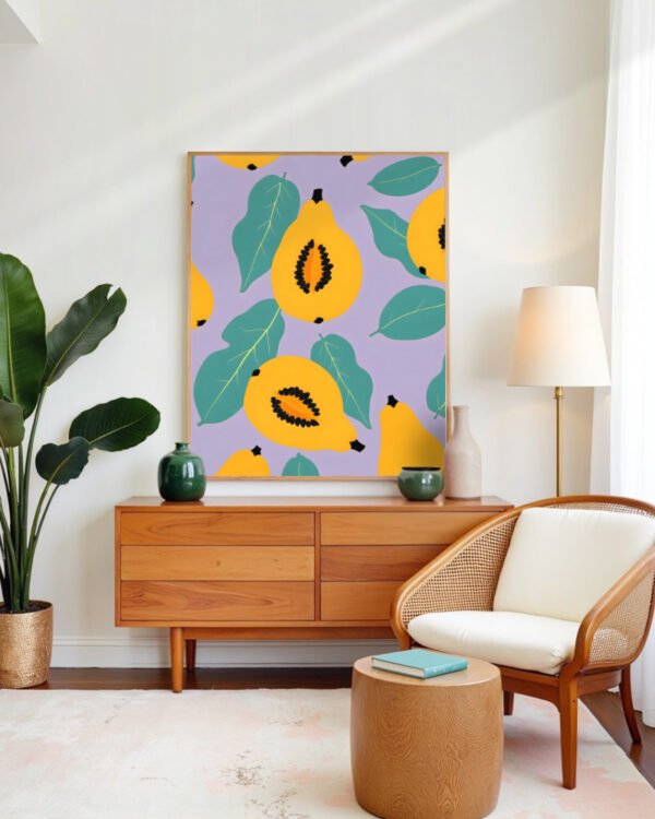 Shop Papaya Tropical fruit Art Print, Canvas Print & Fabric Print - exclusively available at 83oranges.com by artist Uma Gokhale India