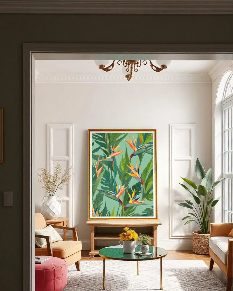 Shop Bird of paradise vintage botanical tropical jungle plants Art Print, Canvas Print & Fabric Print - exclusively available at 83oranges.com by artist Uma Gokhale India