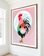 Shop colorful rooster chicken farm animals pet Art Print, Canvas Print, Commercial digital license & Instant download printable - exclusively available at 83oranges.com by artist Uma Gokhale India