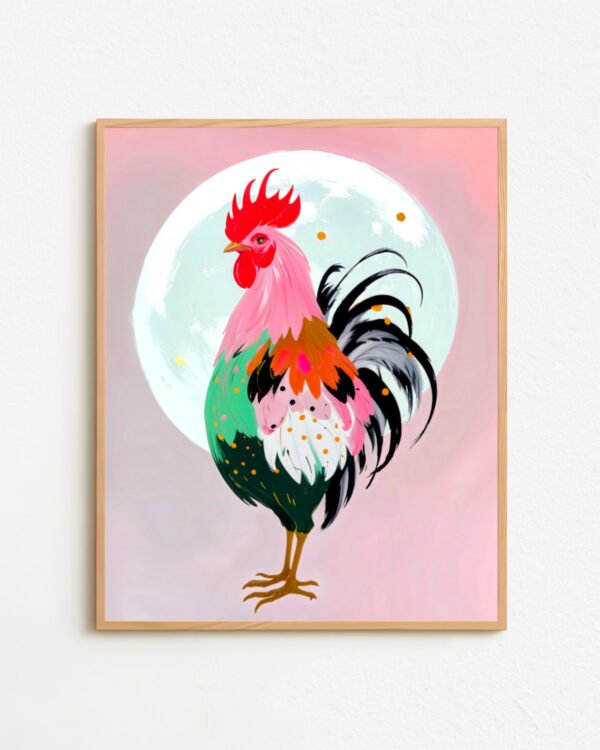 Shop colorful rooster chicken farm animals pet Art Print, Canvas Print & Fabric Print - exclusively available at 83oranges.com by artist Uma Gokhale India