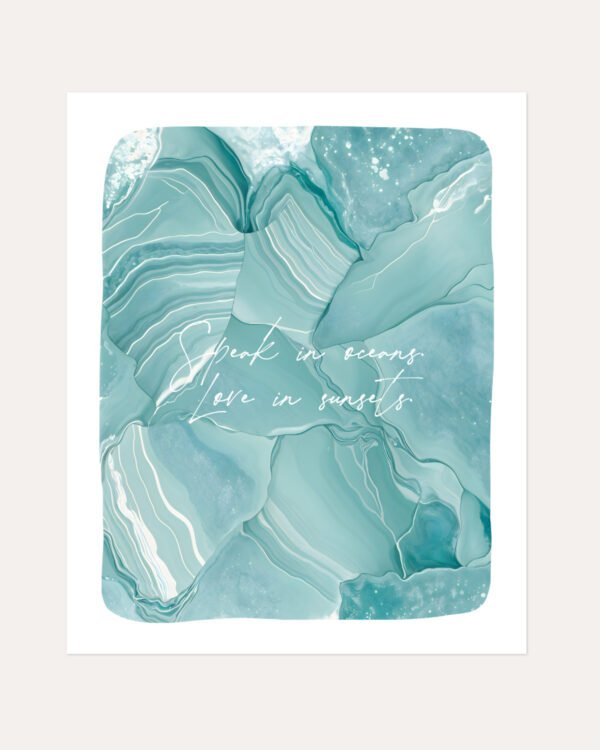 Shop Speak in Oceans minimal typography art print, canvas print, Commercial digital license & Instant download printable by 83 Oranges Uma Gokhale.
