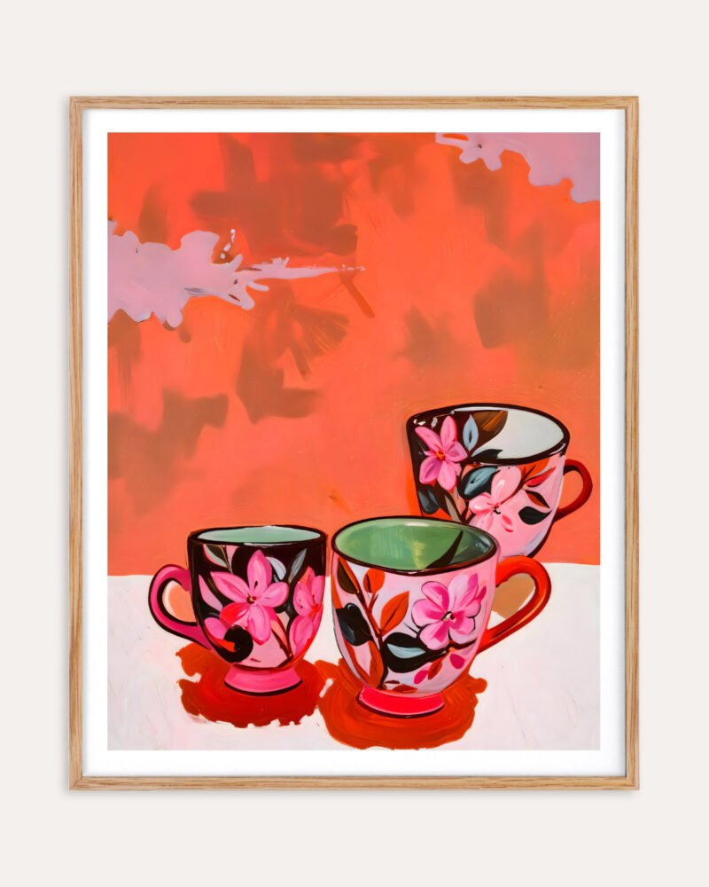 Shop Threesome tea party prep eclectic bohemian maximalist painting small batch graphic Art Print, Canvas Print, Commercial digital license & Instant download printable - exclusively available at 83oranges.com by artist Uma Gokhale India