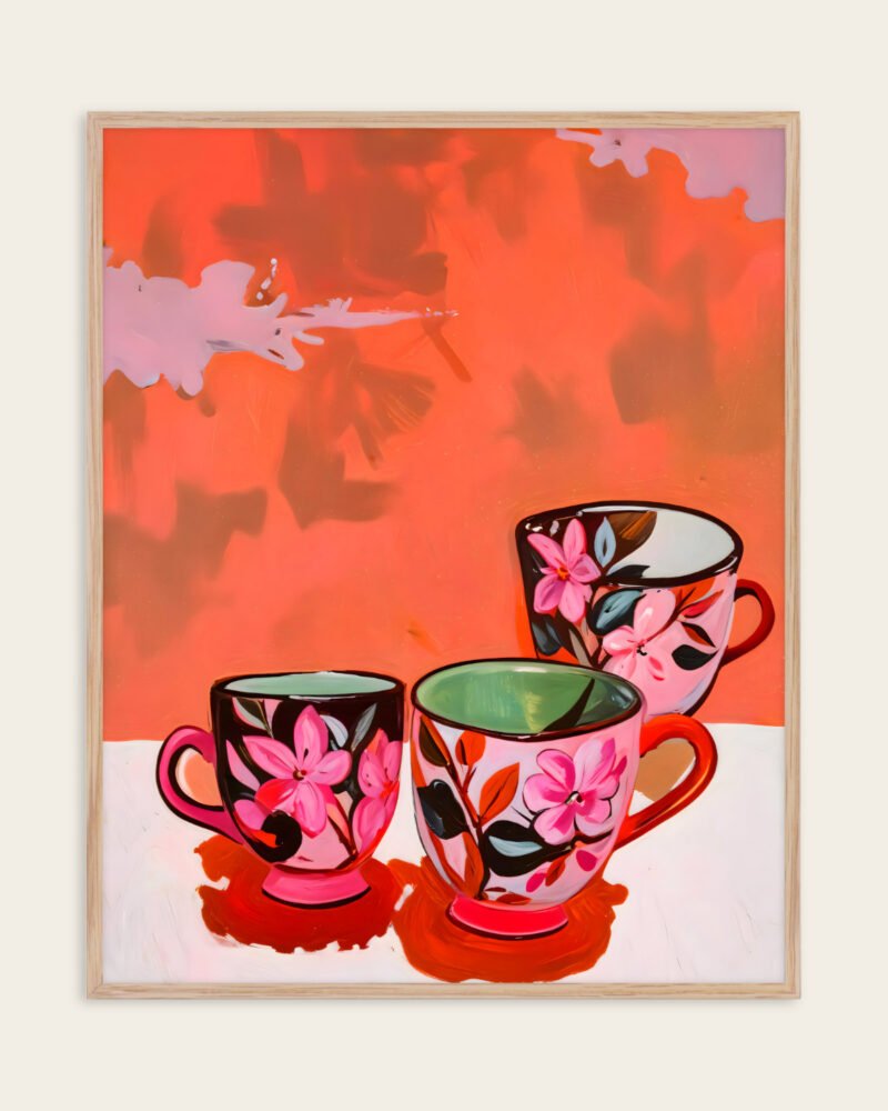Shop Threesome tea party prep eclectic bohemian maximalist painting small batch graphic Art Print, Canvas Print, Commercial digital license & Instant download printable - exclusively available at 83oranges.com by artist Uma Gokhale India