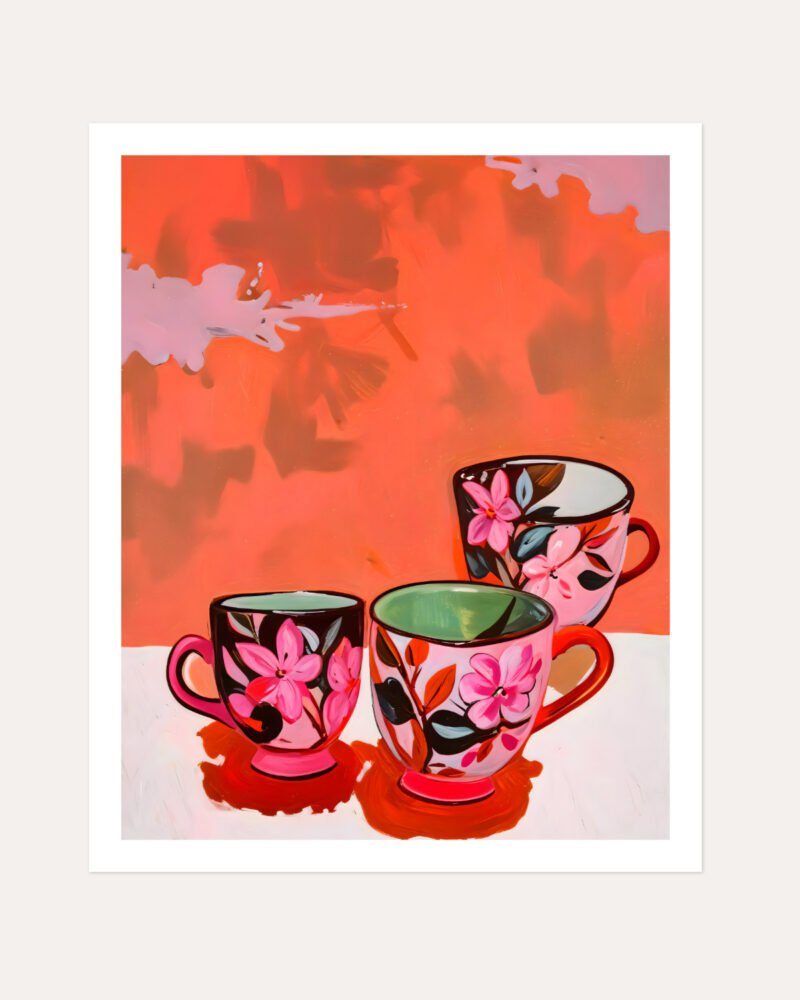 Shop Threesome tea party prep eclectic bohemian maximalist painting small batch graphic Art Print, Canvas Print, Commercial digital license & Instant download printable - exclusively available at 83oranges.com by artist Uma Gokhale India