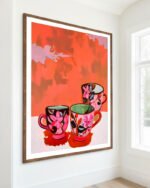 Shop Threesome tea party prep eclectic bohemian maximalist painting small batch graphic Art Print, Canvas Print, Commercial digital license & Instant download printable - exclusively available at 83oranges.com by artist Uma Gokhale India