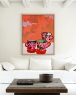 Shop Threesome tea party prep eclectic bohemian maximalist painting small batch graphic Art Print, Canvas Print, Commercial digital license & Instant download printable - exclusively available at 83oranges.com by artist Uma Gokhale India
