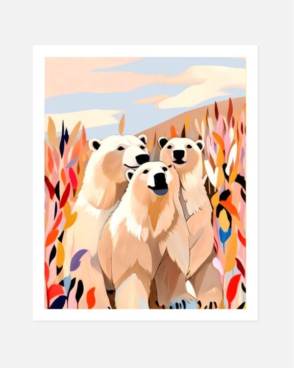 Shop Polar bears animals wildlife winter friends painting Art Print, Canvas Print & Fabric Print - exclusively available at 83oranges.com by artist Uma Gokhale India
