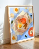 Shop sunny side up breakfast food tabletopPainting Art Print, Canvas Print - available at 83oranges.com by artist Uma Gokhale India
