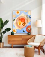 Shop sunny side up breakfast food tabletopPainting Art Print, Canvas Print - available at 83oranges.com by artist Uma Gokhale India