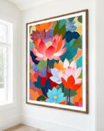 Shop Lotus Garden Painting Floral Botanical Nature Art Print, Canvas Print, Commercial digital license & Instant download printable - exclusively available at 83oranges.com by artist Uma Gokhale India