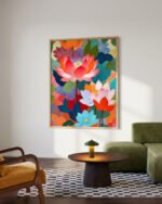 Shop Lotus Garden Painting Floral Botanical Nature Art Print, Canvas Print, Commercial digital license & Instant download printable - exclusively available at 83oranges.com by artist Uma Gokhale India