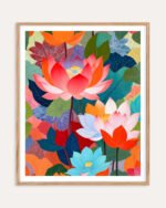 Shop Lotus Garden Painting Floral Botanical Nature Art Print, Canvas Print, Commercial digital license & Instant download printable - exclusively available at 83oranges.com by artist Uma Gokhale India