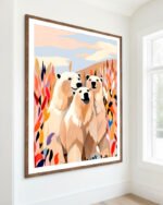 Shop Polar bears animals wildlife winter friends painting Art Print, Canvas Print, Commercial digital license & Instant download printable - exclusively available at 83oranges.com by artist Uma Gokhale India