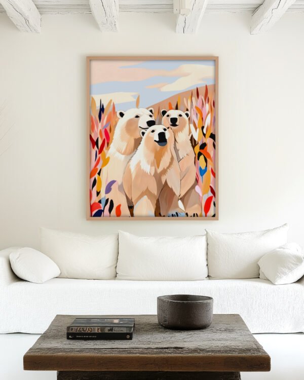 Shop Polar bears animals wildlife winter friends painting Art Print, Canvas Print, Commercial digital license & Instant download printable - exclusively available at 83oranges.com by artist Uma Gokhale India