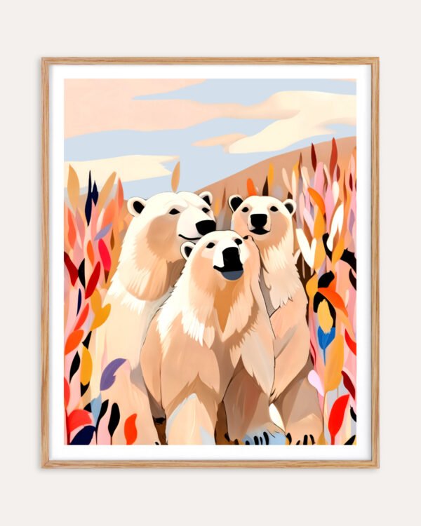 Shop Polar bears animals wildlife winter friends painting Art Print, Canvas Print, Commercial digital license & Instant download printable - exclusively available at 83oranges.com by artist Uma Gokhale India