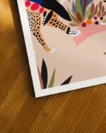 Shop Cheetah colorful jungle picnic botanical nature painting Art Print, Canvas Print, Commercial digital license & Instant download printable - exclusively available at 83oranges.com by artist Uma Gokhale India
