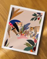 Shop Cheetah colorful jungle picnic botanical nature painting Art Print, Canvas Print & Fabric Print - exclusively available at 83oranges.com by artist Uma Gokhale India